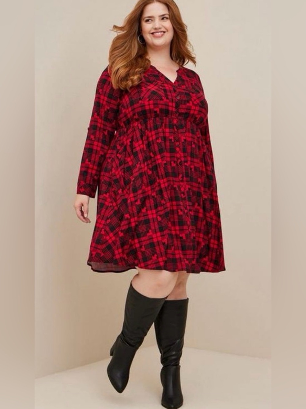 Torrid Disney Mickey Mouse Plaid long sleeve shirt dress size 3X